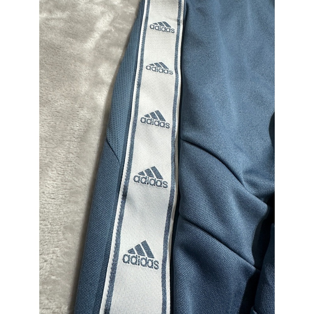 Adidas Track Running Pants Men's Size Large Light Blue Leg Spellout Pockets EUC - Picture 5 of 9